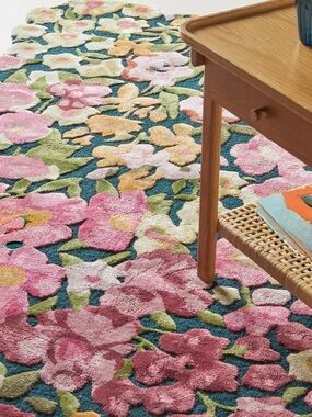 NEW Anthropologie Cassia Hand Tufted Wool Blend Floral Rug, 2 x 3 ft, sold out!